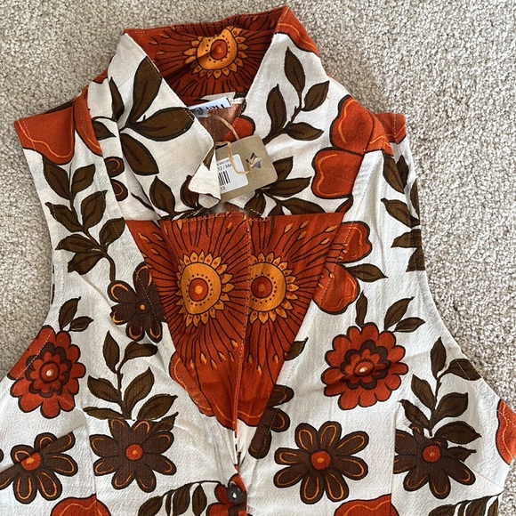 Her Pony- Orange Flower Patterned Mini Dress - Picture 2 of 6
